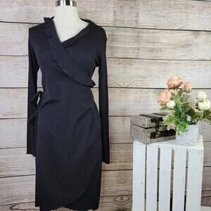 nom Maternity Wrap Ruffle Dress Black‎ Medium